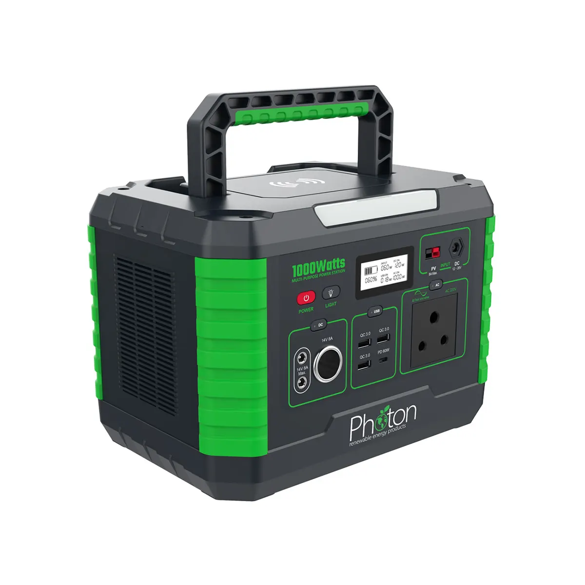 Photon Portable Power Station 1000W with wireless charger and multiple outputs