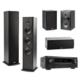 Polk T50 5.0 System Bundle With Denon AVRX580BT Network AV Receiver - Black