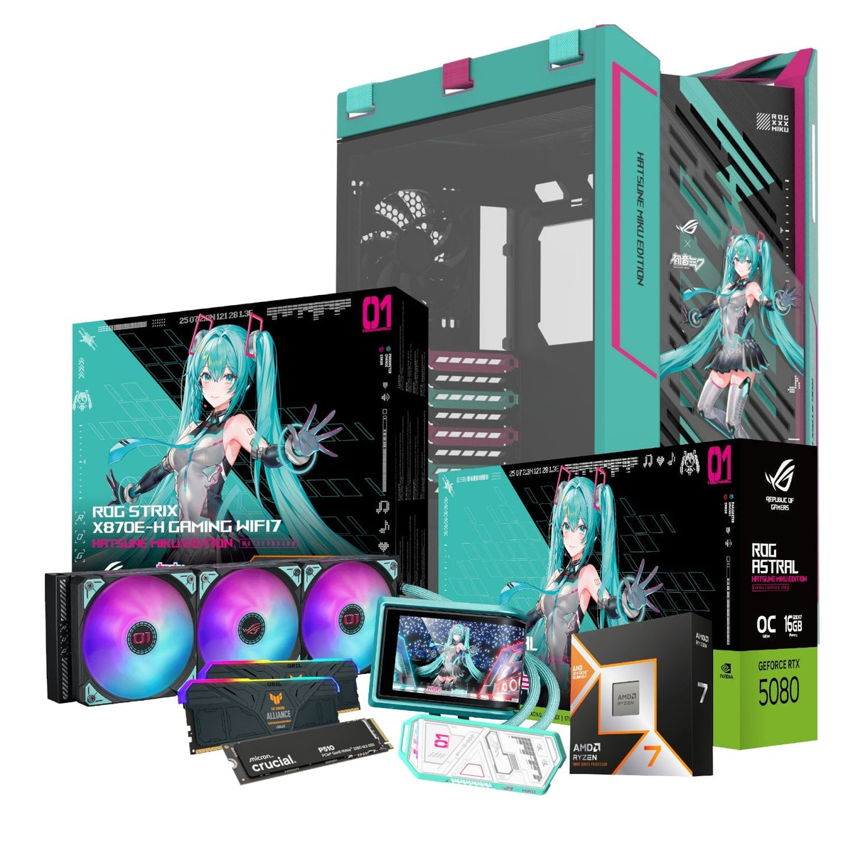 PCBuilder Ryzen 7 9800X3D ASUS X MIKU Windows 11 Gaming PC