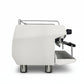 White Rancilio Invicta espresso machine in profile view